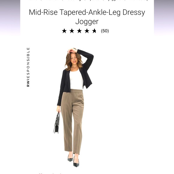 New with tags, mid-rise tapered leg dressy joggers from RWCO. - Picture 1 of 4